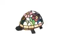 LivingStyles Tiffany Style Stained Glass Statue Table Lamp, Floral Shell Turtle offer