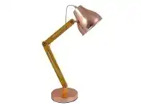 Wattle Wooden Arm Table Lamp, Rose Gold