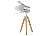 Beacon Timber Tripod Spotlight Table Lamp with Barndoors, Natural / Chrome
