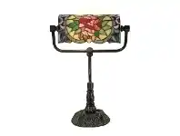 LivingStyles Red Camellia Tiffany Style Stained Glass Bankers Table Lamp offer