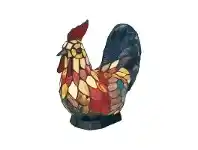 LivingStyles Tiffany Style Stained Glass Statue Table Lamp, Rooster offer