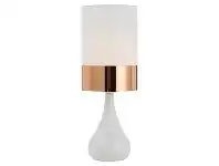 LivingStyles Akira Ceramic Base Table Lamp, White Base / Ivory & Copper Shade offer
