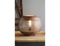 LivingStyles Riva Perforated Iron Round Table Lamp, Antique Copper offer