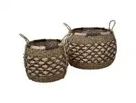 LivingStyles Equador 2 Piece Woven Water Hyacinth Basket Set, Round offer