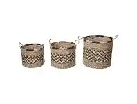 LivingStyles Equador 3 Piece Woven Water Hyacinth Basket Set, Tubular offer