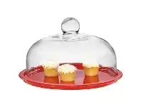 LivingStyles Chasseur La Cuisson Cake Platter with Lid - Red offer