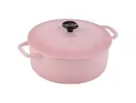 LivingStyles Chasseur Macaron Round Casserole, 24cm, Cherry Blossom offer