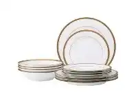 LivingStyles Noritake Charlotta Gold Microwave Safe Fine Porcelain 12 Piece Dinner Set offer
