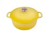 LivingStyles Chasseur Cast Iron Round French Oven, 28cm, Lemon Yellow offer