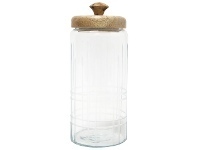 LivingStyles Adora Glass Jar with Mango Wood Lid, Large offer