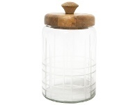 LivingStyles Adora Glass Jar with Mango Wood Lid, Small offer