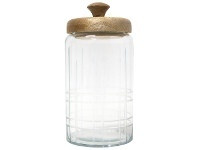 LivingStyles Adora Glass Jar with Mango Wood Lid, Medium offer