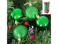 The Party People Shop Christmas Baubles - Glitter, Green 10 pk offer