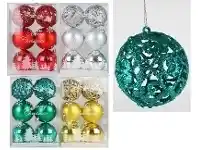 The Party People Shop Christmas Baubles - Mixed Style 8 cm 6 pk, Assorted Colours offer