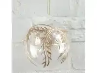 The Party People Shop Christmas Bauble - Glass, Clear with Gold Pattern offer