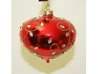 The Party People Shop Christmas Bauble - Onion 10 cm, Leaf Design Red offer