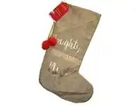 The Party People Shop Christmas Stocking - Hessian, Naughty is the New Nice offer