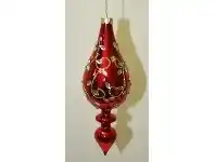 The Party People Shop Christmas Bauble - Finial 20 cm, Leaf Design Red offer