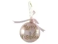 The Party People Shop Christmas Bauble - Glass, Merry Christmas Pink offer