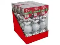 The Party People Shop Christmas Baubles - Glitter, Silver 4 pk offer