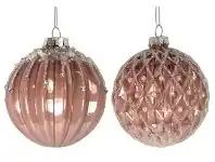 The Party People Shop Christmas Baubles - Glass, Rose Pink Jewel Assorted offer