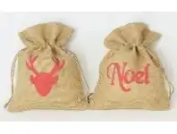 The Party People Shop Gift Bag - Christmas, Burlap Assorted offer