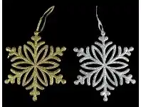 Christmas Ornament - Plastic, Glitter Snowflake Assorted