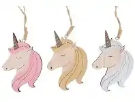 The Party People Shop Christmas Ornament - Wooden Unicorn, Assorted offer