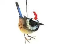 The Party People Shop Christmas Ornament - Blue Wren, Santa Hat offer