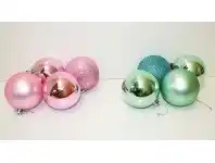 The Party People Shop Christmas Baubles - Pink or Turquoise Assorted, 8 cm 4 pk offer