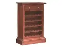 LivingStyles Boku Mahogany Timber Slim Wine Rack with Drawer, Mahogany offer