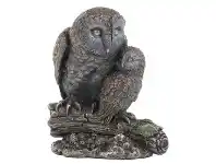 LivingStyles Veronese Cold Cast Bronze Coated Wild Life Figurine, Mother Owl and child offer