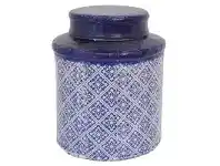 LivingStyles Mosaic Glazed Terracotta Canister with Lid, Medium offer