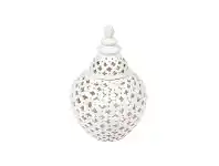 LivingStyles Miccah Porcelain Temple Jar, White, Large offer