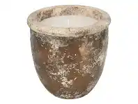 LivingStyles Umberto Ceramic Candle Holder with Candle, Small, Bronze offer