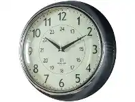 LivingStyles Nepi Round Wall Clock, 28cm, Chrome offer