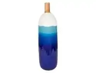 LivingStyles Acaya Reactive Ceramic Bottle Bud Vase, Large, Azure offer