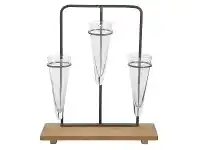 Kala 3 Glass Bud Vase on Metal Stand