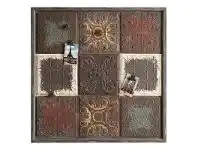 Vintage Embossed Tin Wall Plaque with 4 Magnet Clips