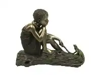 LivingStyles Veronese Cold Cast Bronze Coated African People Figurine, Fuma, Chance Encounter offer