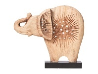 Neptune Chiselled Mango Wood Elephant Decor