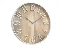 LivingStyles Edward Metal Framed Mango Wood Round Wall Clock, 50cm offer