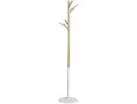 LivingStyles Holt Wood & Metal Coat Rack, Natural / White offer