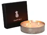LivingStyles Ames Triple Wick Candle, Sandalwood Scense, Silver offer