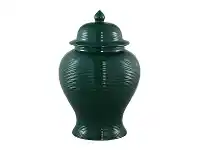 LivingStyles Salvador Ceramic Temple Jar, Medium, Forest Green offer