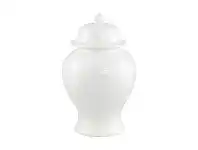 LivingStyles Salvador Ceramic Temple Jar, Small, White offer