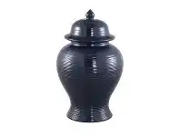 LivingStyles Salvador Ceramic Temple Jar, Small, Navy offer