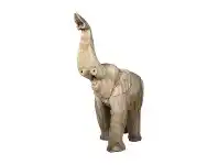 LivingStyles Chaney Teak Timber Elephant Figurine, Rising Trunk offer