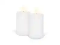 LivingStyles Uyuni Remote Enabled LED Wax Flameless Wide Pillar Candle, Set of 2, Medium, Nordic White offer