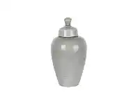 LivingStyles Harbor Ceramic Round Ginger Jar, Small, Pearl Grey offer